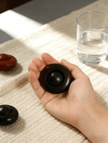 Madebyblanc Sandalwood Solid Wood Turntable | Ebony Blood Sandalwood Lucky Beads Stress Relief Toy | Hand-Carved Unpainted Massage Ball Stress | Home Travel Portable Handicrafts | Rosewood UFO Massage Ball | Sandalwood Ball-Shaped Lucky Charm | 360-Degree Smooth Rotation | Neutral Stress Relief Relief Handpiece - Multicolor - View 10