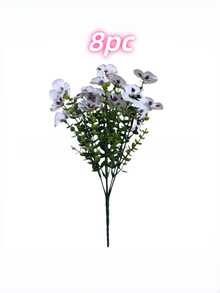 8 pièces Fleurs artificielles résistantes aux UV, orchidées et pensées réalistes en soie pour la décoration extérieure de la maison, du jardin, du patio, de la véranda. Cadeau de pendaison de crémaillère. - Blanc - Voir 9