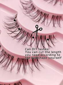 10 Pairs C Curl Natural Wispy False Eyelashes 9-12mm Clear Band 3D Lightweight For DIY Lash Clusters Daily Makeup - Black - View 5