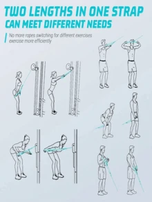 1件 二头肌和三头肌训练绳 双头阻力带 大号飞鸟健身配件 织带按压面拉绳手柄 - 黑色 - 查看 5