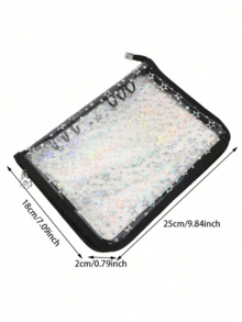 One Loose-Leaf Notebook Cover, A5 Transparent Laser-Etched Starry Sky Scrapbook, Sparkly PVC Zipper Closure, Transparent Inner Pages Decorated With A Sparkling Starry Sky Pattern, Durable PVC Cover, Suitable For Scrapbooks, Photo Storage, Christmas Gift. - Multicolor - View 2