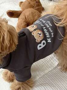 Pet Slogan Cartoon Bear Print Casual Everyday Wear Sweatshirt - Multicolor - View 3