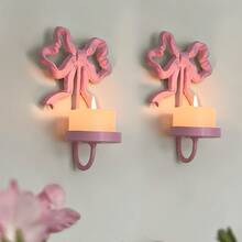 Joivida 1 chiếc giá nến trang trí đầu giường phòng khách dễ thương dành cho bé gái, màu hồng, trang trí tường phòng ngủ sinh viên, trang trí lãng mạn, trang trí tường, giá nến treo tường bằng sắt nghệ thuật, là lựa chọn tốt nhất để trang trí phòng khách, phòng ăn, sân vườn, thích hợp cho đám cưới, trang trí tiệc, quà tặng ngày Valentine, quà tặng năm mới, quà tặng Giáng sinh. - Nến nơ bướm - Xem 6