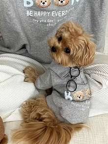 Pet Slogan Cartoon Bear Print Casual Everyday Wear Sweatshirt - Multicolor - View 7