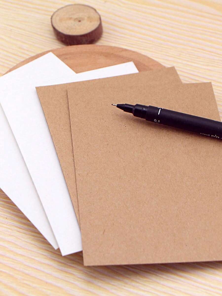 10PCS, Double Sided Letter Paper, Size 5.9 Inches X 3.93 Inches, White/Black/Kraft Paper Color. Retro Nostalgic Blank Postcards, Hand Drawn Graffiti, DIY Message Cards. - Multicolor - View 1