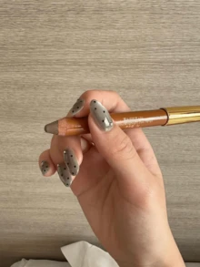 短款椭圆形法式按压美甲贴片 - 灰色和黑色波点猫眼玻璃珠，钻石设计，纯手工制作，适合女性和女孩，可重复使用，日常佩戴和节日派对礼物，DIY美甲用品 - 黑色 - 查看 3