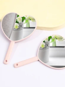 10 Pieces Of Handheld Heart-Shaped Mirrors, Cute Makeup Mirrors - Multicolor - View 2