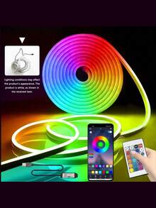 3.28 英尺/6.56 英尺/9.84 英尺/16.4 英尺 LED 灯，5V RGB LED 霓虹灯带，卧室 LED 灯，24 键遥控智能灯带，RGB 变色 LED 灯，卧室、客厅、家庭圣诞派对装饰，手机应用程序控制 LED 灯带，房间装饰用品 - 彩色光 - 查看 3