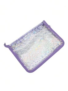 One Loose-Leaf Notebook Cover, A5 Transparent Laser-Etched Starry Sky Scrapbook, Sparkly PVC Zipper Closure, Transparent Inner Pages Decorated With A Sparkling Starry Sky Pattern, Durable PVC Cover, Suitable For Scrapbooks, Photo Storage, Christmas Gift. - Multicolor - View 12