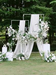 One White Tulle Drape, Chiffon Ceiling Drape, Romantic Wedding Arch Decoration, Wedding Ceremony Decoration, Multi-Purpose Tulle Curtain, Outdoor Wedding Decoration, Bridal Shower Decoration, Wedding Banquet Decoration, Birthday Party Decoration, Wedding Arch Backdrop, Party Backdrop Decoration, Scene Decoration Photography Prop Tulle. - White - View 8