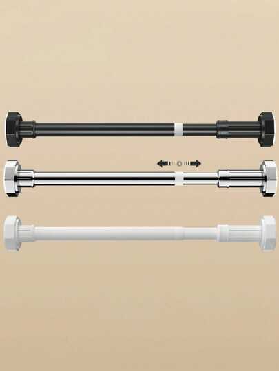 1pc Adjustable Stainless Steel Closet Rod, Expandable Bathroom Towel Bar, Clothing Rack, Curtain Rod, Wardrobe Hanging Rod, Retractable Shower Curtain Rod, Balcony Pole - No Drilling Required, Fits Curtains, Doors And Clothing Bedroom, Organizer, Home Storage, White T Shirt Women, Black Pants Women, Ladies Winter Clothes, Dress,