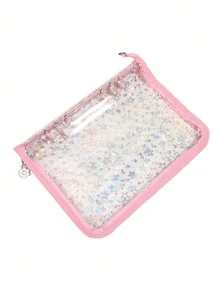One Loose-Leaf Notebook Cover, A5 Transparent Laser-Etched Starry Sky Scrapbook, Sparkly PVC Zipper Closure, Transparent Inner Pages Decorated With A Sparkling Starry Sky Pattern, Durable PVC Cover, Suitable For Scrapbooks, Photo Storage, Christmas Gift. - Multicolor - View 9