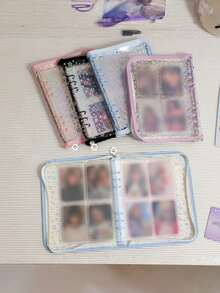 One Loose-Leaf Notebook Cover, A5 Transparent Laser-Etched Starry Sky Scrapbook, Sparkly PVC Zipper Closure, Transparent Inner Pages Decorated With A Sparkling Starry Sky Pattern, Durable PVC Cover, Suitable For Scrapbooks, Photo Storage, Christmas Gift. - Multicolor - View 7