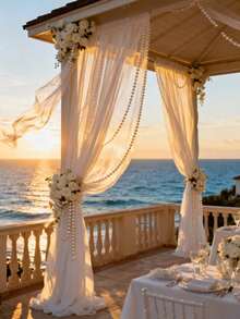 One White Tulle Drape, Chiffon Ceiling Drape, Romantic Wedding Arch Decoration, Wedding Ceremony Decoration, Multi-Purpose Tulle Curtain, Outdoor Wedding Decoration, Bridal Shower Decoration, Wedding Banquet Decoration, Birthday Party Decoration, Wedding Arch Backdrop, Party Backdrop Decoration, Scene Decoration Photography Prop Tulle. - White - View 10