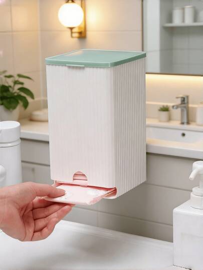 1PC Wall-Mounted Sanitary Napkin Storage Box & Small Item Organizer | Bathroom Tissue Holder For Toilet Paper, Pads, Essentials | Space-Saving Home Organization For Bathroom, Bedroom, Kitchen, Office (Waterproof, Durable)