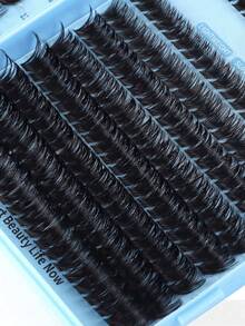 1 Tray D Curl Natural False Eyelashes Mixed Volume Black DIY Lash Clusters Book For Beginner Daily Party Wedding Christmas Music Festival - D - View 7