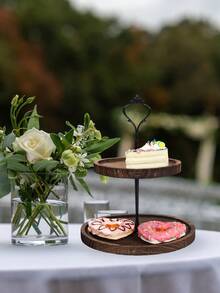 A Set Of Wooden Double/Triple Layer Cake And Dessert Display Racks, Fruit And Snack Display Racks, Brown Trays, Dessert Display Racks, Baking Dessert Racks, Cake Decoration Supports, Multi-Layer Trays, Suitable For Kitchens, Restaurant Table Decorations, Wedding Decorations, Party Supplies. - Brown - View 8