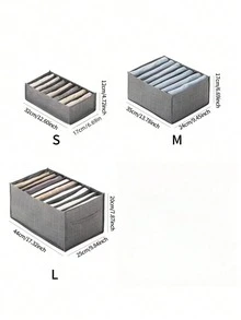 1 pieza Organizador de armario con 7 a 9 compartimentos, estantería plegable portátil para almacenamiento de ropa interior, calcetines, bufandas, medias, camisetas, jeans, organizador de viaje esencial para el verano - Gris - Ver 3