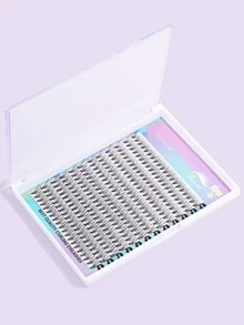 1 Khay 240 Miếng Mi Giả Hình Xương Cá, Độ Dài Hỗn Hợp, Cong Chữ C, Dài Hơn, Tự Làm Mi Nối, Mềm Tự Nhiên, Thủ Công, Dùng Hàng Ngày, Phong Cách Manga, Du Lịch - màu đen - Xem 5