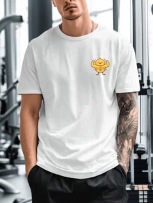 Playera casual hombre Playera Unisex% Algodón Peinado Cuello Redondo Modelo Pollito Fuerte Gym Unisex, Fresca y Cómoda,  Deporte100% Cotton - Negro - Ver 5
