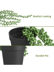 1/2 件人造悬挂植物，仿真绿萝藤蔓，适用于墙架装饰，室内外皆宜，可用于客厅架、家居装饰、房间装饰、花园装饰、墙面装饰 - 珍珠 - 查看 2