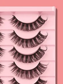 10 Pairs Russian Volume False Eyelashes Fluffy Dense Curly Strip Lashes For Dramatic Glam Makeup - Black - View 7