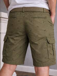 MODA MANIA Bermuda Cargo estampada para Hombre Casual con Bolsillos y Cinturón Estilo Urbano, Cómoda y Transpirable - Verde militar - Ver 2