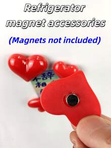 6Pcs 3D Heart Fridge Stickers, Cute Love Shape Home Kitchen Office Decor Accessories, Non-Magnetic Adhesive Decals, Gift For Friends - multicolor - View 2