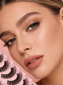 10 Pairs Russian Volume False Eyelashes Fluffy Dense Curly Strip Lashes For Dramatic Glam Makeup - Black - View 2