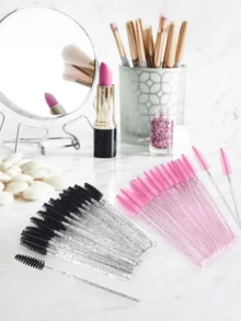500 piezas Cepillo desechable negro para pestañas, Varilla de rímel, Cepillo de cejas, Minibrochas de maquillaje - Multicolor - Ver 6