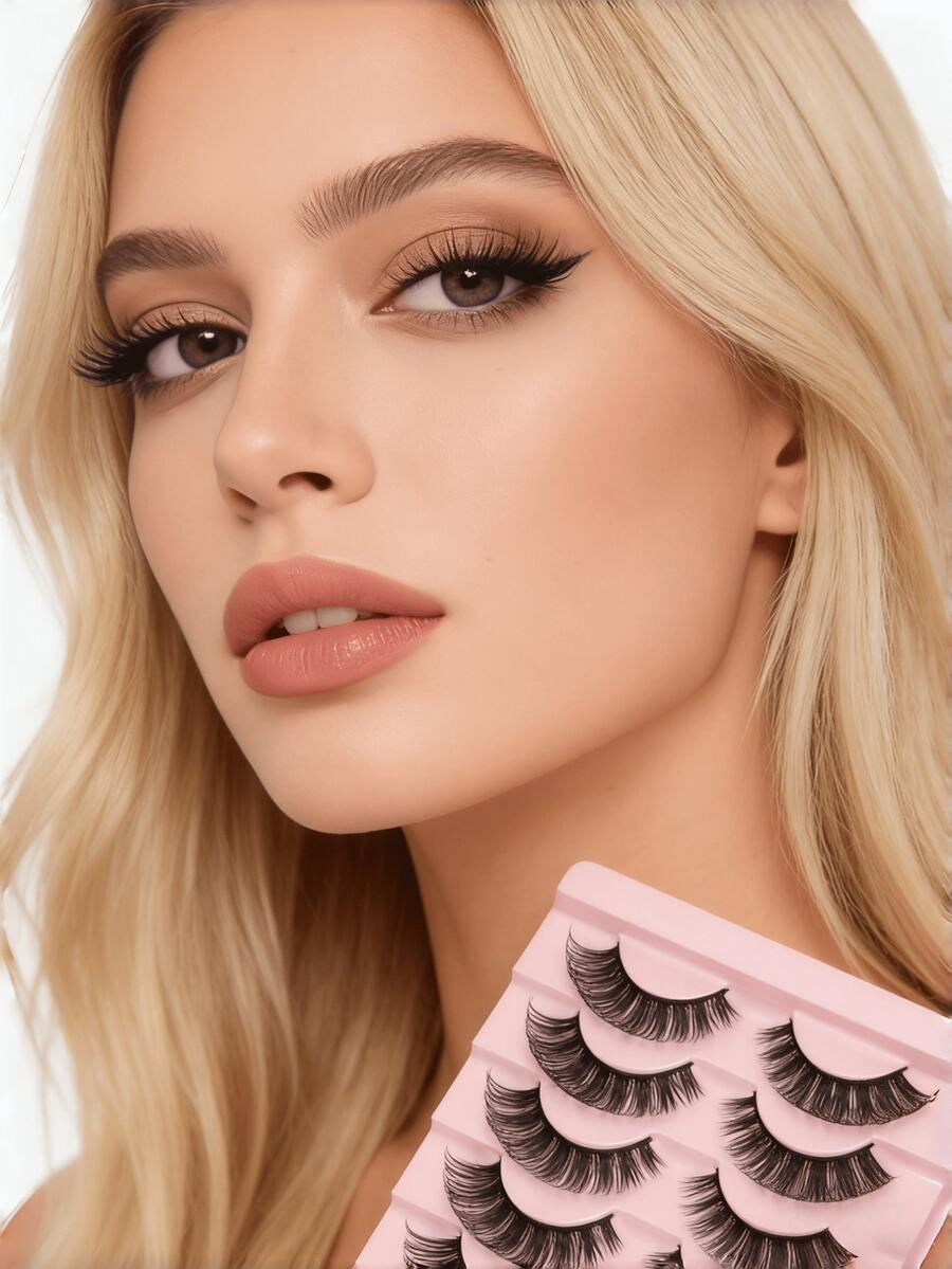 10 Pairs Russian Volume False Eyelashes Fluffy Dense Curly Strip Lashes For Dramatic Glam Makeup - Black - View 1