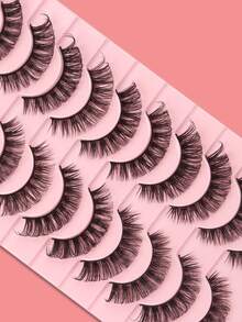 10 Pairs Russian Volume False Eyelashes Fluffy Dense Curly Strip Lashes For Dramatic Glam Makeup - Black - View 6