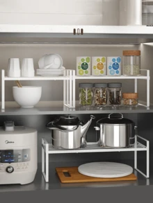 One-Piece Storage Rack, Under-Counter Sink And Dish Rack, Suitable For Kitchen And Bathroom Countertops And Cabinets, Home Organizers And Storage, Home Accessories, Storage, Kitchen, Kitchen Organizers, Kitchen Utensils, Room Decor, Home Furnishings. - Multicolor - View 1