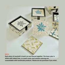 Cirelle Handcrafted Seashell Coaster Set - Southeast Asian Style Heat-Insulating Mat For Cups & Bowls, Boho Table Decor & Unique Gift - Multicolor - View 6