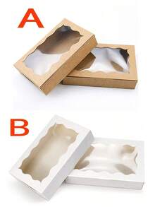 20pcs Rectangle Window Kraft Paper Candy Macaron Pastry Box Wedding Party Favor Baking Packaging Box School Supplies Food Bag Food Box Suitable For Candy Chocolate Cookies Etc.,Fall Decor - Multicolor - View 11