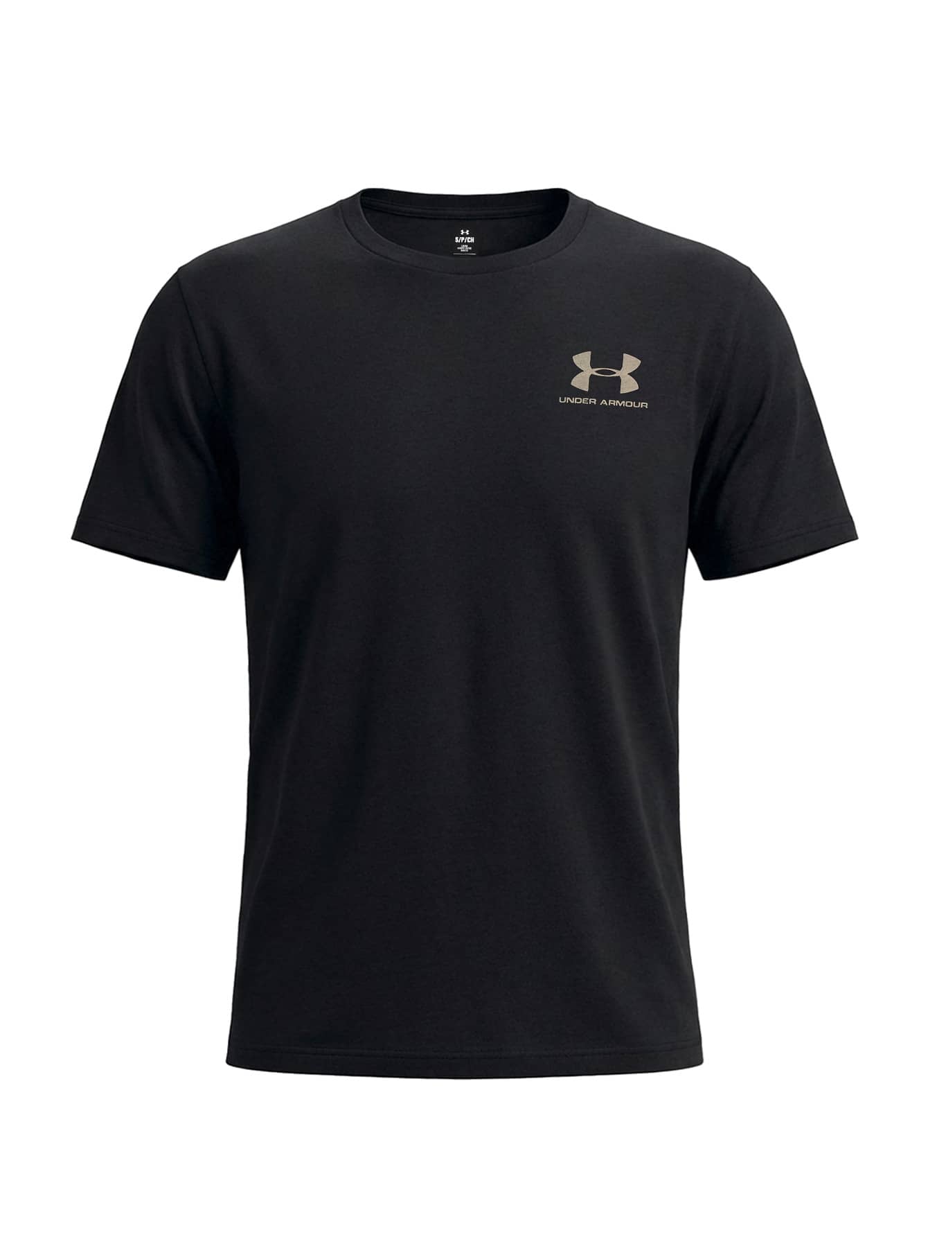Under Armour Left Chest Logo Men's Short Sleeve T-Shirts Black - Black /  / City Khaki - View 1