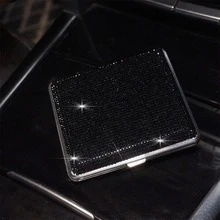 1个奢华镶钻抗压香烟盒 - 超薄防潮香烟盒，可装20支香烟，优雅女士配饰礼品套装（适用于普通/细/超细香烟） - 彩色 - 查看 10