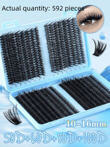 1 Tray D Curl Natural False Eyelashes Mixed Volume Black DIY Lash Clusters Book For Beginner Daily Party Wedding Christmas Music Festival - D - View 10