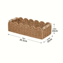 1 pièce Panier de rangement tressé avec poignées, organisateur fait main pour papier toilette, serviettes, cosmétiques, étagère, table, salon, décoration de maison multifonctionnelle - multicolore - Voir 2