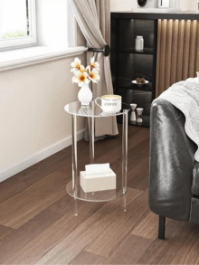 1 Set Mesa lateral de acrílico DIY, desmontada para ensamblar, mesa de centro desmontable adecuada para sala de estar, dormitorio, baño, pasillo, estantería de almacenamiento, requiere autoensamblaje a la entrega - Negro - Ver 7