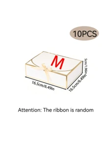10PCS, Golden Edged White Ribbon Covered Gift Box, White Gift Box With Bow And Ribbon, Bridesmaid Proposal Box, Suitable For Weddings, Valentine's Day, Baby Showers, Etc - Gold-rimmed White - View 10