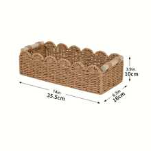 1 pièce Panier de rangement tressé avec poignées, organisateur fait main pour papier toilette, serviettes, cosmétiques, étagère, table, salon, décoration de maison multifonctionnelle - multicolore - Voir 7