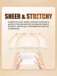 SHEIN Mũ trùm tóc giả trong suốt dành cho nữ, 200/100/50/30 chiếc, chất liệu nylon co giãn, siêu mỏng, thích hợp cho tóc giả có ren phía trước. - Nhiều màu - Xem 7