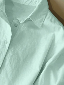 Resyla Model Terbaru, Setelan 2 Potong Linen Kasual Longgar Lengan Panjang untuk Wanita - Mint Green - View 3