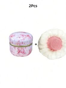 1 Set Includes 1 Large Powder Puff, 1 Powder Box, And 1 Loose Powder Container, Powder Puff And Powder Box Suitable For Bathing And Travel, Perfect Gift For Christmas, Holidays, Halloween, Valentine's Day, Eid - Multicolor - View 7
