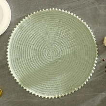 1 pieza Manteles individuales tejidos con estilo verde natural, resistentes al calor, para uso en el hogar, cocina, comedor, oficina, hotel, granja, fiesta, boda, cumpleaños, como base para jarrones, escritorio y decoración, amigables y antideslizantes - verde menta - Ver 2