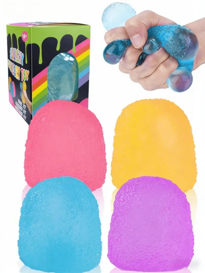 POKOJA LAND 随机颜色挤压软糖 - 减压玩具、挤压感官玩具、生日/派对礼物、缓解焦虑、袜子填充物、课堂奖励 - （1/2/4/8 颗装）