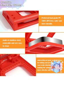 Sandwich Filling Molds, Toast Pocket Bread Cutters, Creative Sandwich Cutters, Edge Pressing Molds, Square, Heart-Shaped, Round, Dinosaur, Car, House-Shaped Baking Tools. - Multicolor - View 8