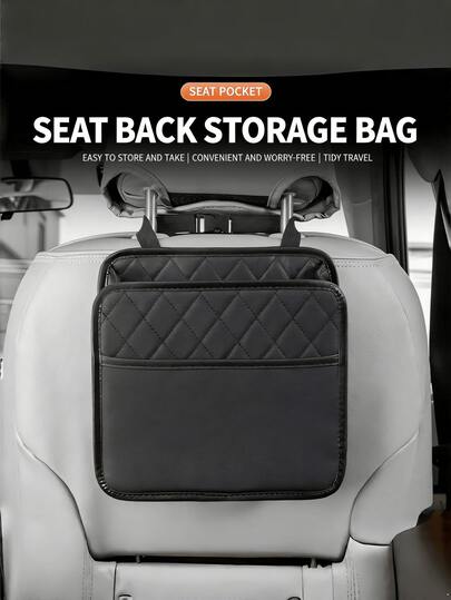 1pc Multifunctional Trunk Organizer Hanging Storage Box Car Garbage Can Adjustable Divider Travel Essentials For Holiday Road Trip Camping Mother Day Valentine Gift Auto Accessory