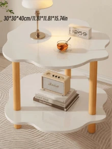 1 pieza Mesa de centro, Mesa lateral para sala de estar, Gabinete lateral, Apartamento pequeño sencillo, Mesa lateral fácil, Casa de alquiler, Dormitorio, Uso doméstico, Mesa de noche, Mesa móvil de dos niveles - Multicolor - Ver 6
